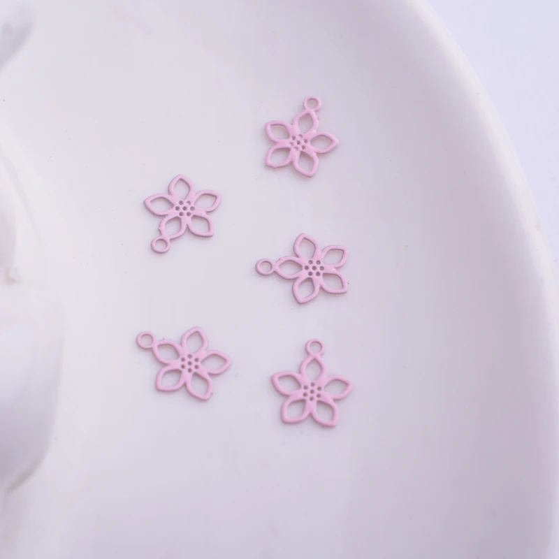 100 Stück AC4215 7*9mm Filigran Versilberte Mini-Blumenanhänger Messing Goldfarben Kleine Blumen Anhänger DIY Ohrring – Detail 10