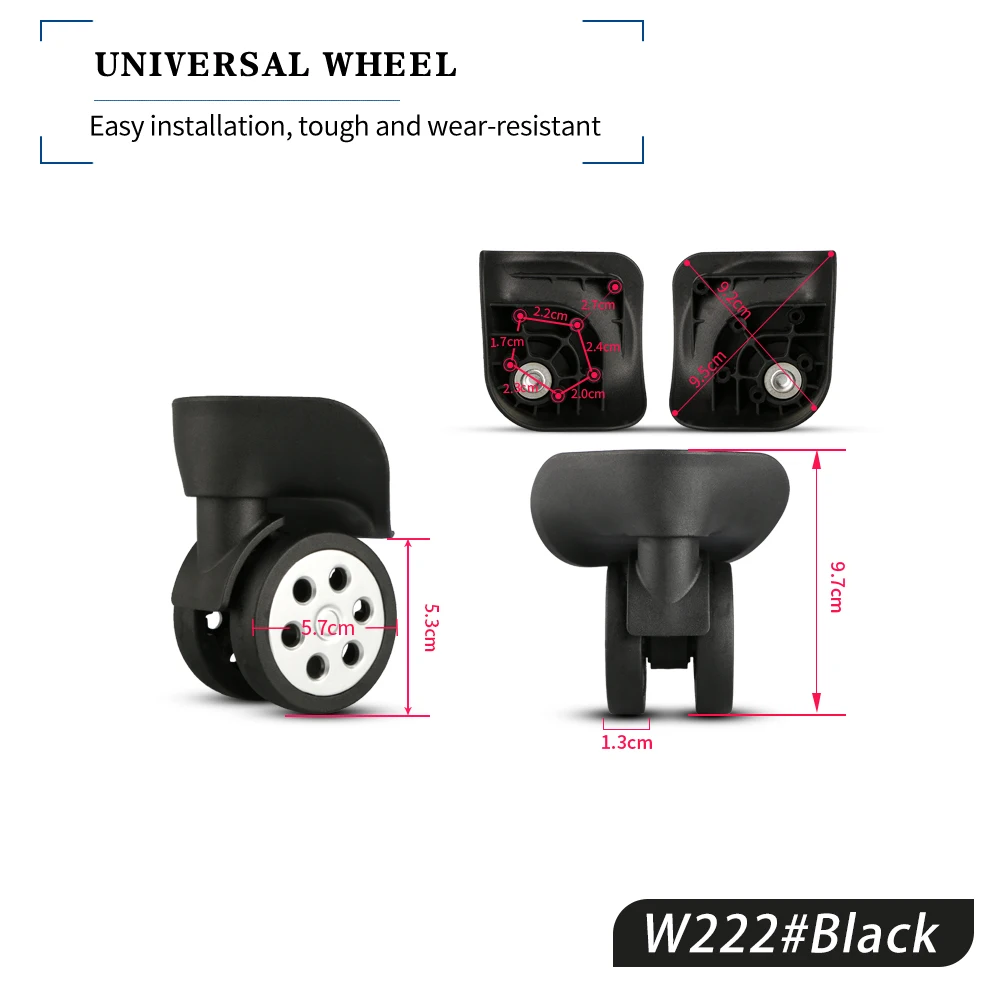 HANLUOKE W222 Luggage Universal Wheel Accessories Wheel Trolley Pull Box Casters Aircraft Silent Wheel Silent Repair