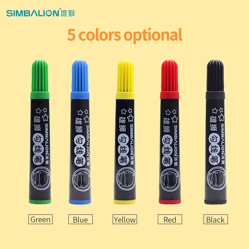 SIMBALION Art Hook Line Watercolor Pen 5 Colors Optional Tasteless Safe Non-toxic Painting Hook Line Mark Pen Graffiti Drawing