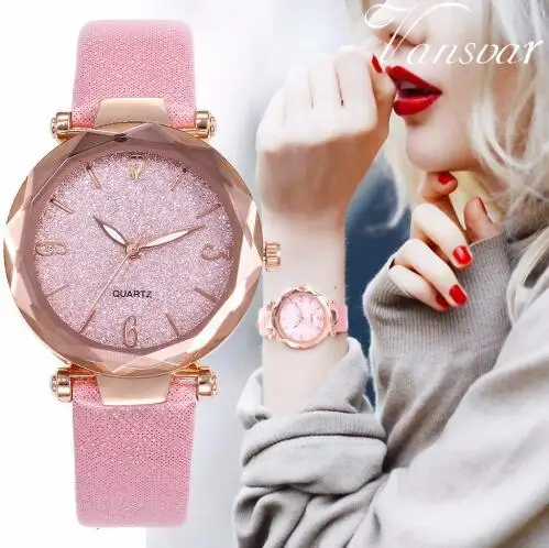 Pop Sale Vogue Women Starry Sky Watch Plush Ladies Leather Quartz Watch Vansvar Nice Relogio Feminino Fashionable