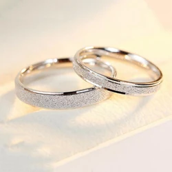 High quality Fashion Simple Scrub Stainless Steel lovers 's Rings 4 mm 6mm Widthsilver Color wedding ring jewelry