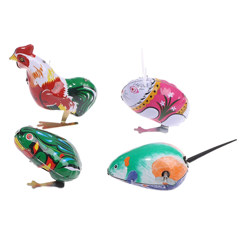 Kids Classic Iron Wind Up Toy Frog Rabbit Rooster Mouse Action Figures Toy For Children Kids Classic Toy