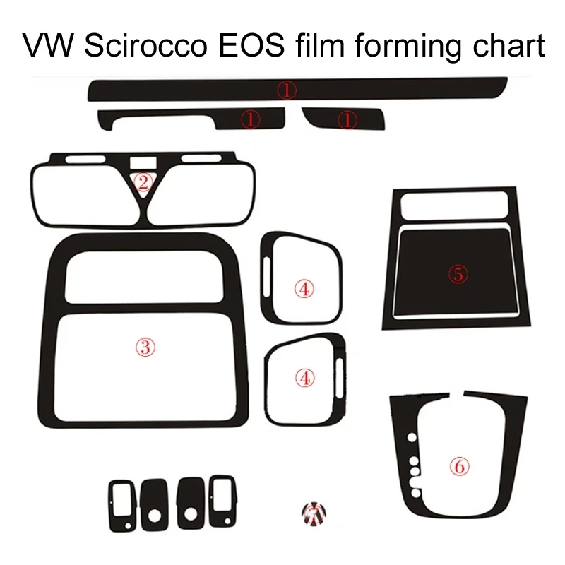 For Volkswagen VW Scirocco/EOS Interior Central Control Panel Door Handle Carbon Fiber Stickers Decals Car Styling Accessorie