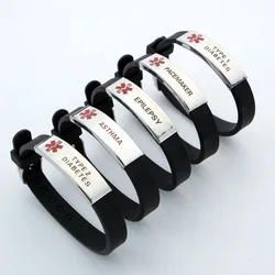 Trendy Medical Alert ID Bracelet Men PACEMAKER Wristband Adjustable Silicone Bracelets For Women Emergency First Aid