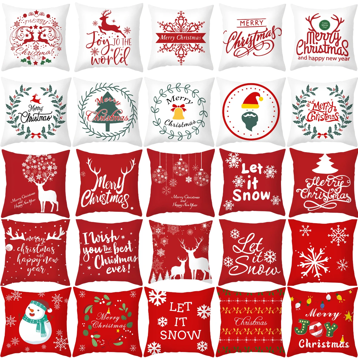 2021 Nordic Red White Christmas Cushion Cover Letters Reindeer Trees Snow Print Pillow Cover Sofa Couch Throw Pillows Decor Home