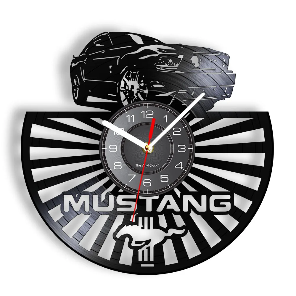 

Wild Horse Speed Car Logo Vinyl Record Wall Clock Auto Garage Decor Sport Car Wall Watch Silent Non Ticking Clock Driver Gift