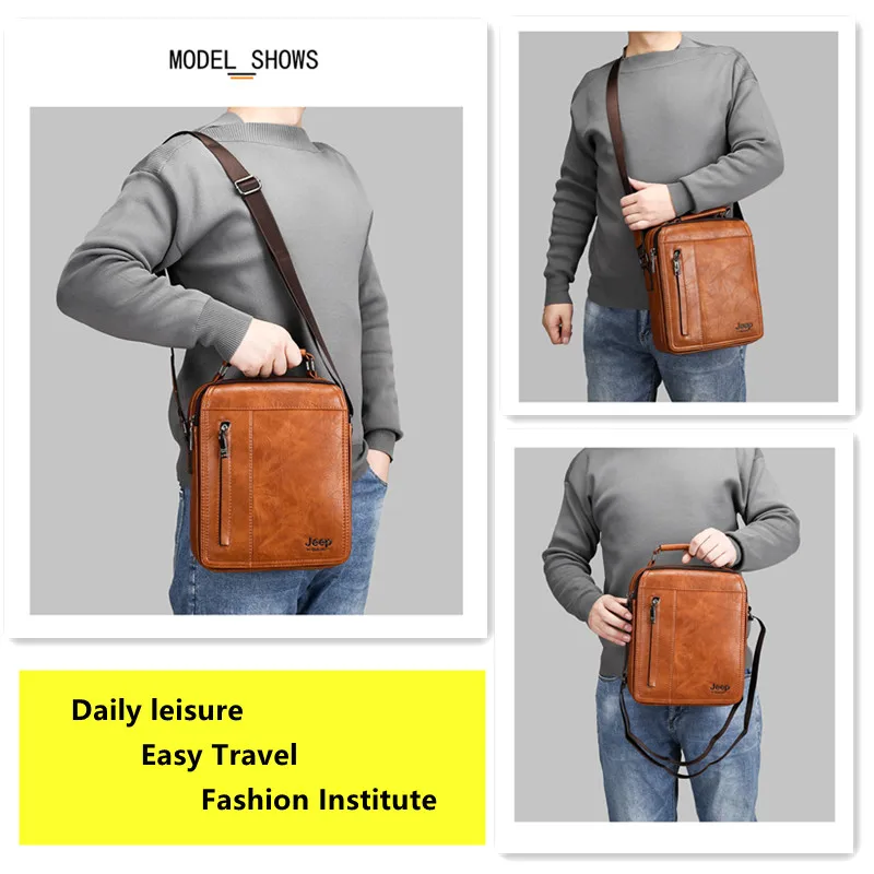 JEEP BULUO New Arrived Luxury Brand Men\'s Messenger Bag High Quality  Large Capacity Fashion  Crossbody Bags For 9.7 in iPad