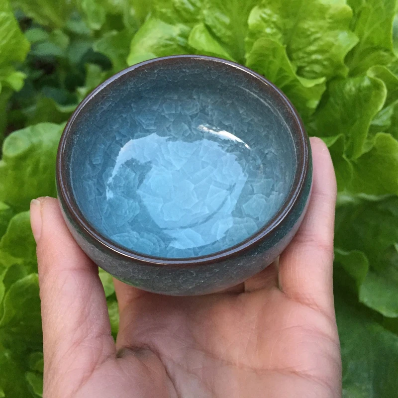 Jianzhan Unique Ice Crack Tenmokus Tea Cup 60ml Ceramic Tea Bowl Heat Resistant Keep Warm Natural Clay Ore Glaze China Pottery