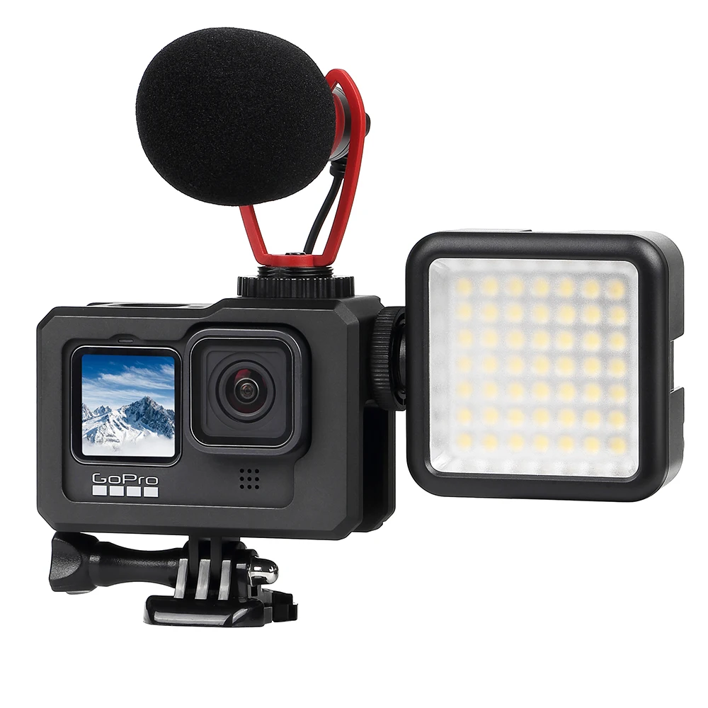 ل GoPro بطل 9 الأسود واقية غطاء قفص معدني الحذاء البارد جبل ل الذهاب برو 9 GoPro9 Hero9 اكسسوارات