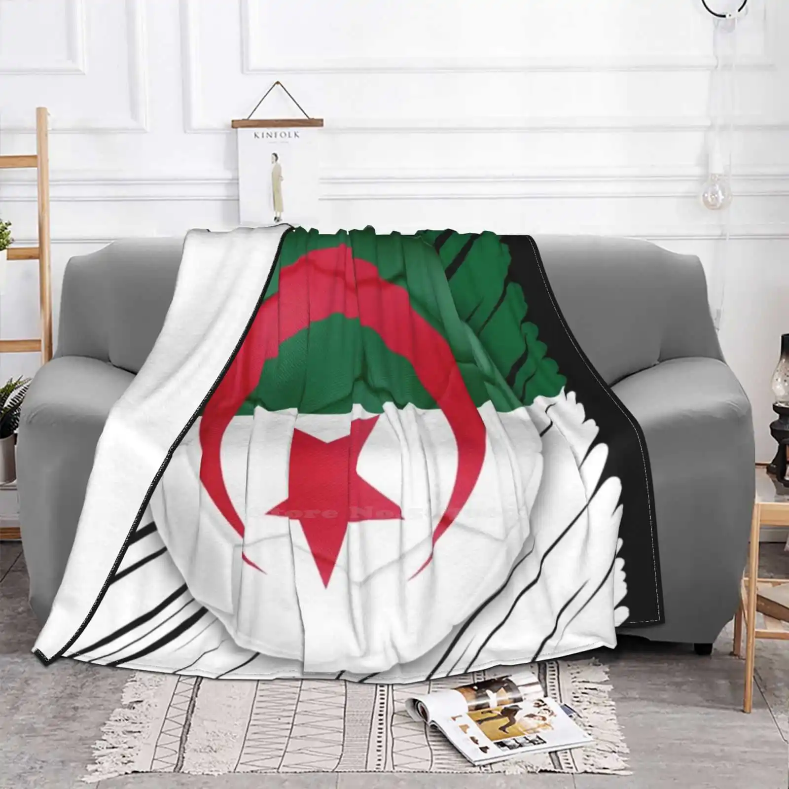 Algeria Football Flag Low Price New Print Novelty Fashion Soft Warm Blanket Algeria Algerian National Flag Competition Football