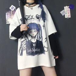 ゴシック服ルーズtシャツ原宿スタイルプリントアニメtシャツストリート女性半袖女性tシャツe女の子服