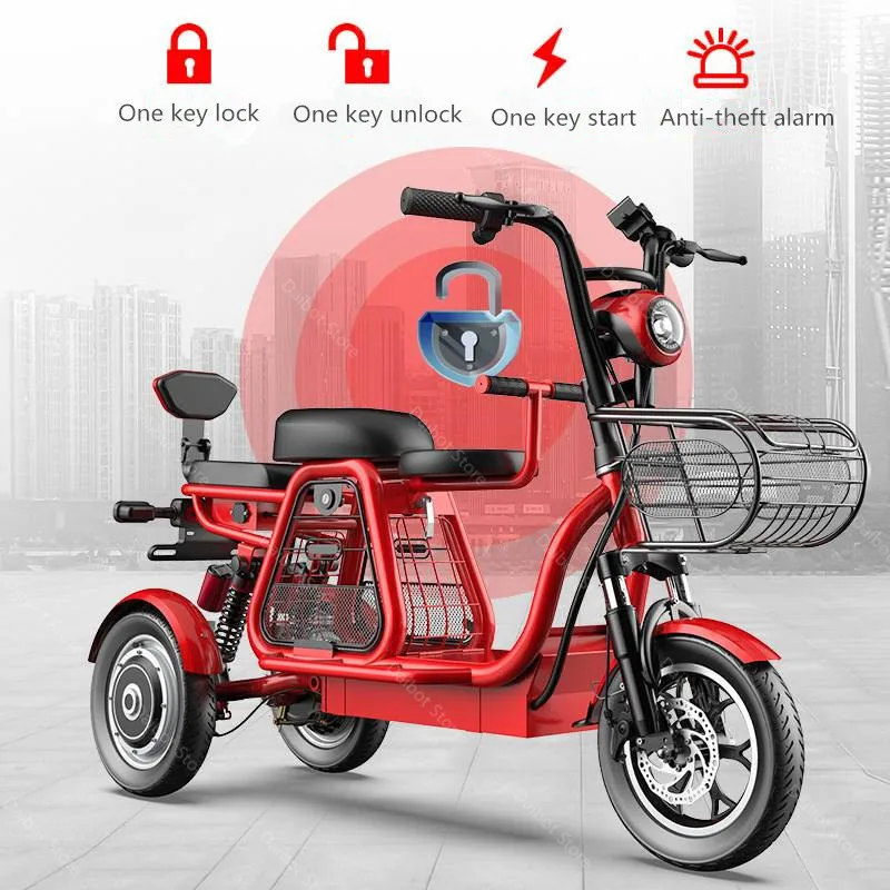 Adult Electric Tricycle Three Wheels Electric Bicycles 500W 48V 120KM Powerful Electric Bike With Removable Battery