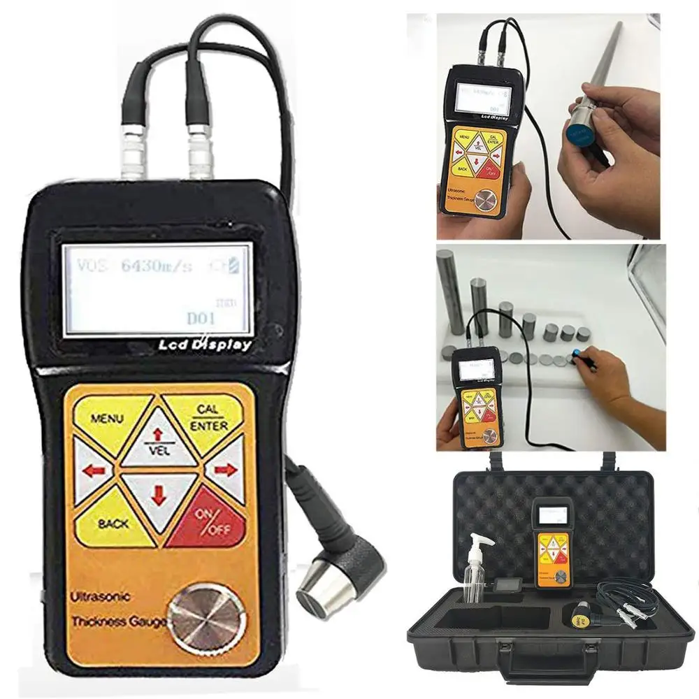 แบบพกพาUltrasonic Gauge Meter Tester 0.75ถึง600มม.สำหรับโลหะพลาสติกCeramiceการทดสอบ