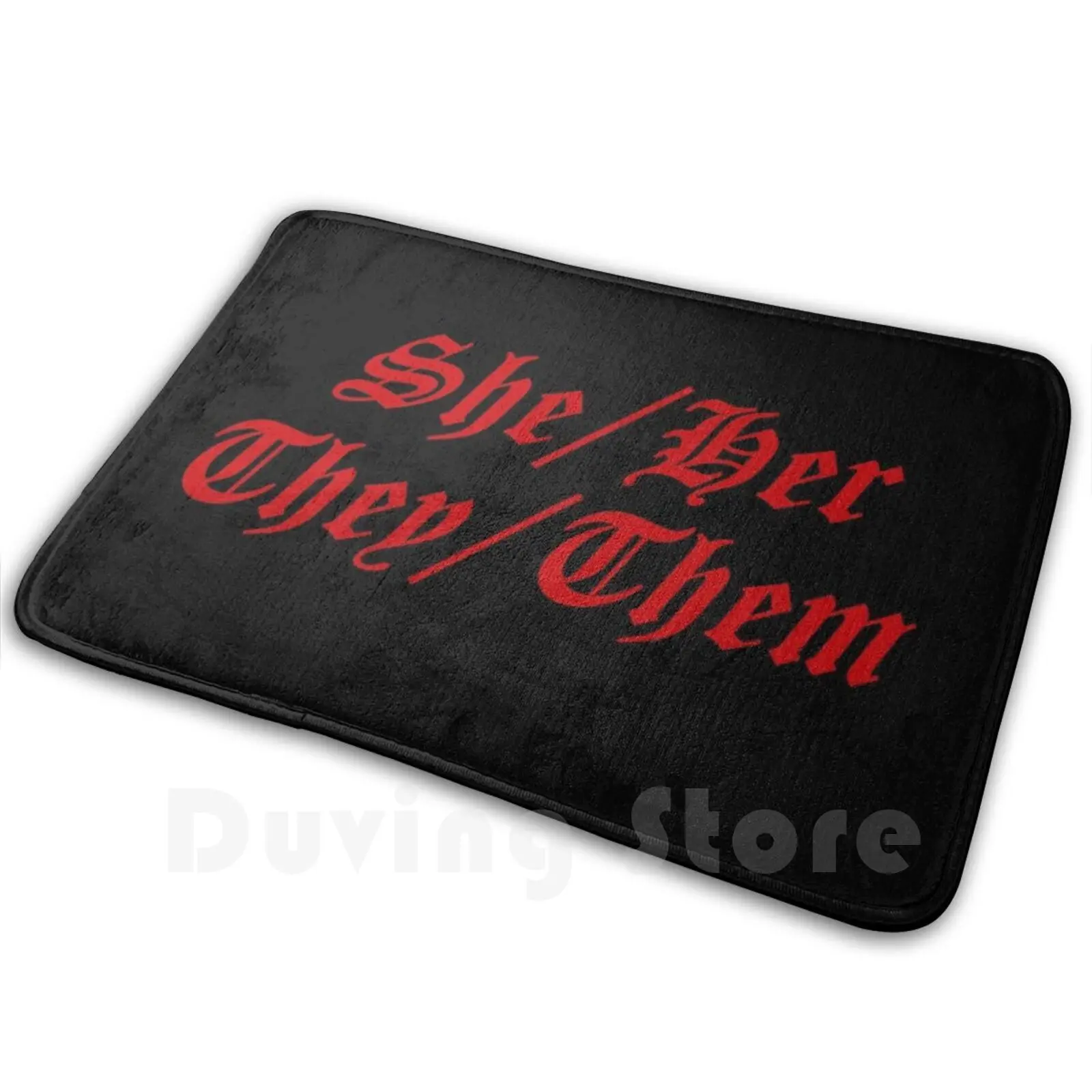 She / Her / They / Them Carpet Mat Rug Cushion Soft Non-Slip She Her Them Pronouns Goth Grunge Punk