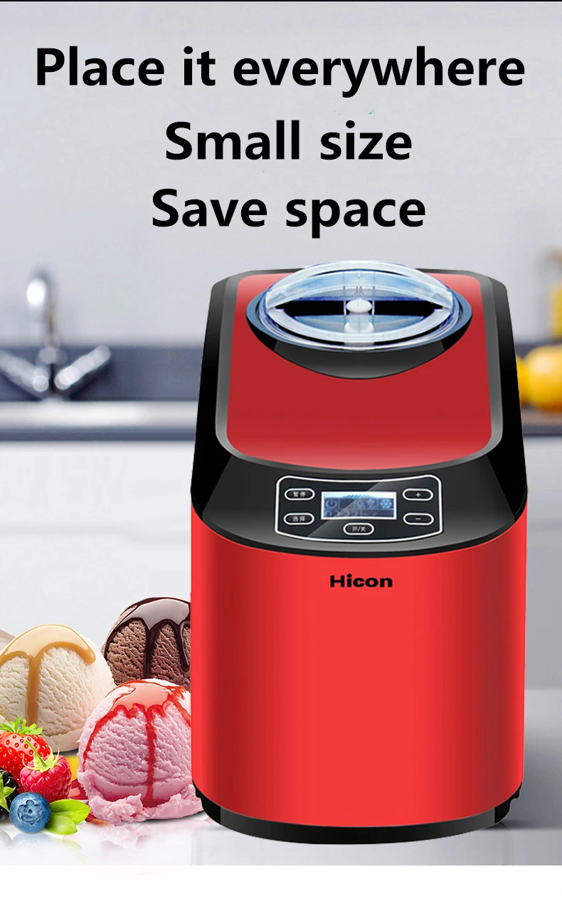 HIBurgos-Petite Machine à Crème Glacée Italienne Commerciale, Entièrement existent, Haut de Gamme, Faite Maison, 220V, 220V, 1,5 L, 140W