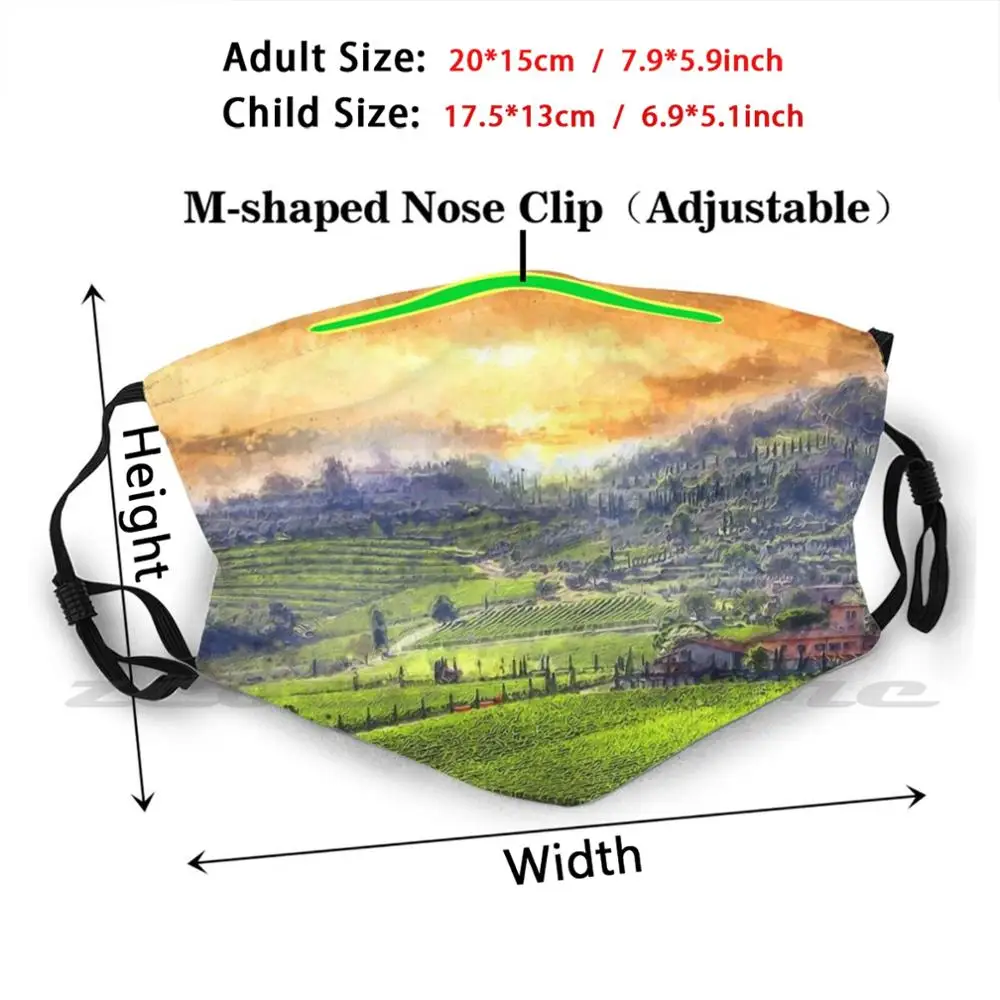 Chianti , Tuscany Mask Adult Child Washable Pm2.5 Filter Logo Creativity Tuscany Hills Of Tuscany Chianti Chianti Region