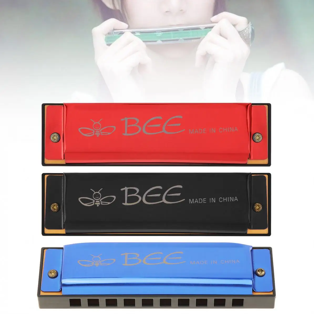 

10 Holes 20 Tone Professional Mini Blues Harmonica Key C Mouth Organ for Children & Beginner