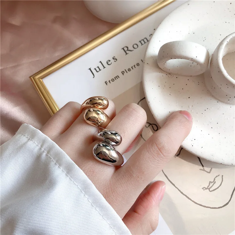 Fashion Adjustable Open Ring for Women Statement Dome Chunky Wide Geometric Irregular Big Open Finger Ring Jewelry Gift