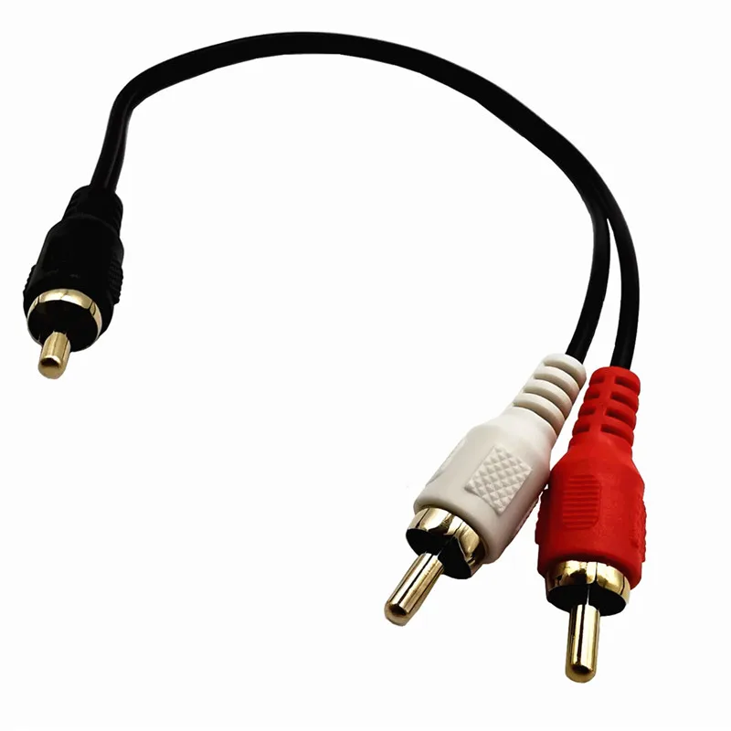 Złota RCA wideo/rozdzielacz audio kabel Rca męskie i żeńskie gniazdo na 2 RCA męski i żeński adapter gniazda jack 0.25 m