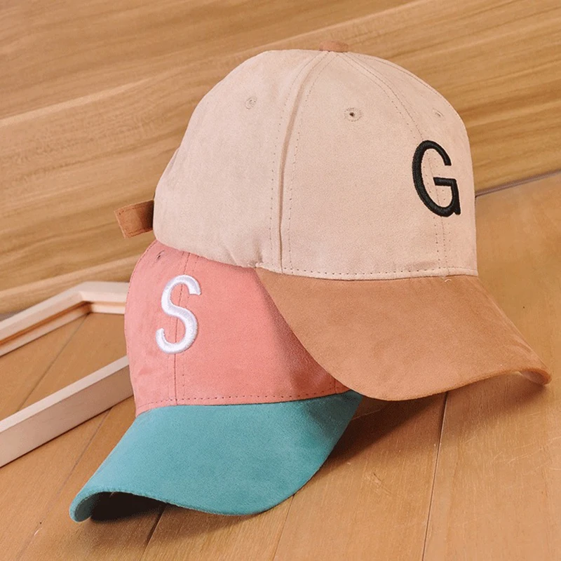 New Cotton Winter Deer Velvet Macarons Color Block Baseball Cap Embroidery Letters Bent Hip hop Caps Men Women Couple Hats