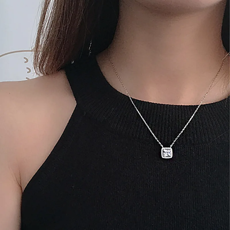 Dazzling Zircon Pendant Necklaces For Women Wedding Simple Aesthetic Heart Choker Chain On The Neck Shiny Women's Jewelry N310