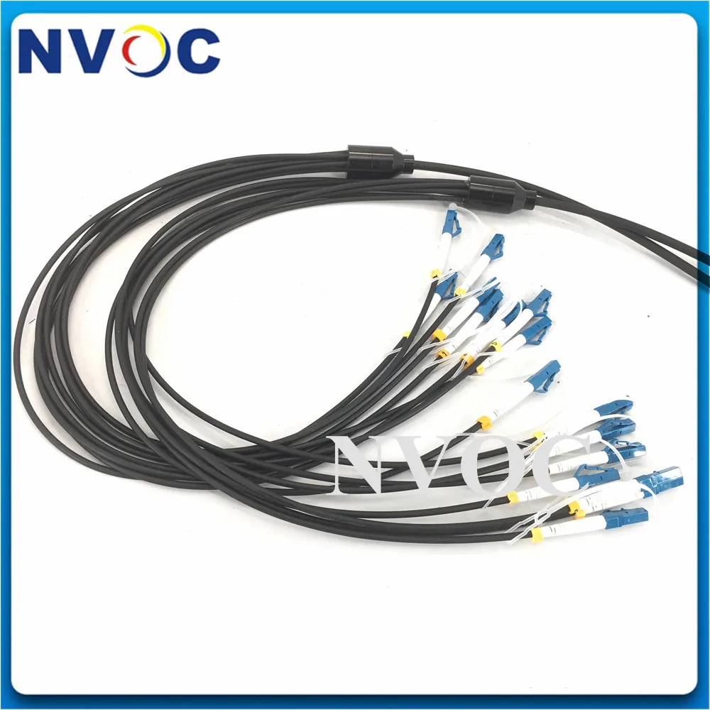 MM,8C,OM3-300,Armored LSZH/TPU Black Cable,5.0mm,8Cores LCUPC-LCUPC Fiber Optical Patch Cord Cable 100M 150M 200M with Reel