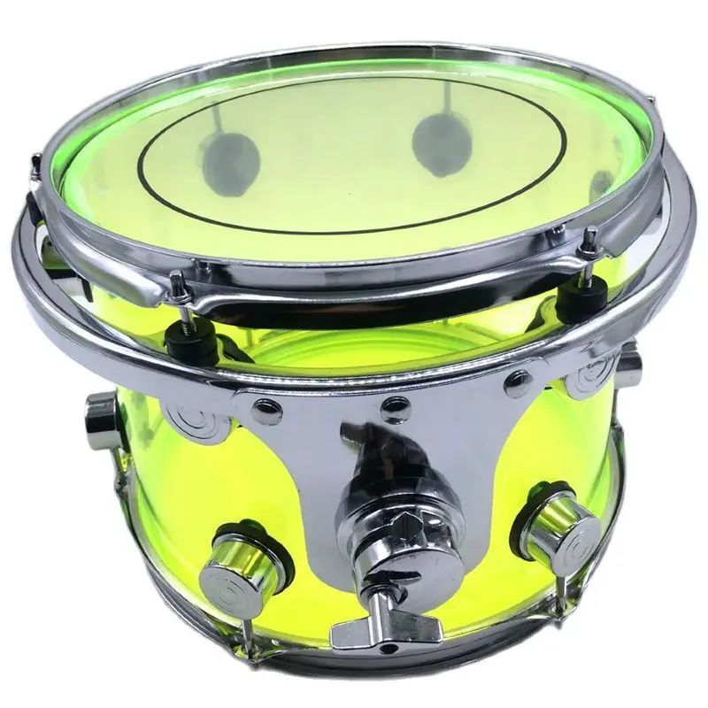 12 Inch Diameter 9 Inch Depth Snare Drum Acrylic Tom Drum Green Acrylic Drum 6 Holes Drum Hoop 6mm Thickness Drum Body Shell 1Pc