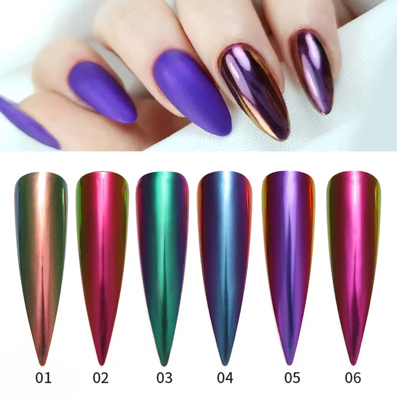 Chameleon Mirror Nail Powder Glitter Decoration Gel Polish Nail Art Dust Metallic Metal Polish Chrome Pigment Dazzling Accessory