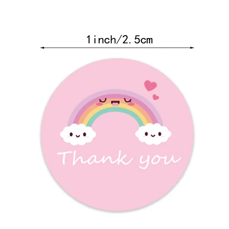 50-500Pcs 1inch Cartoon Cute Sun Rainbow Clouds Sticker Thank You Stickers For Handmade Gift Decor Labels Kids Reward Stickers