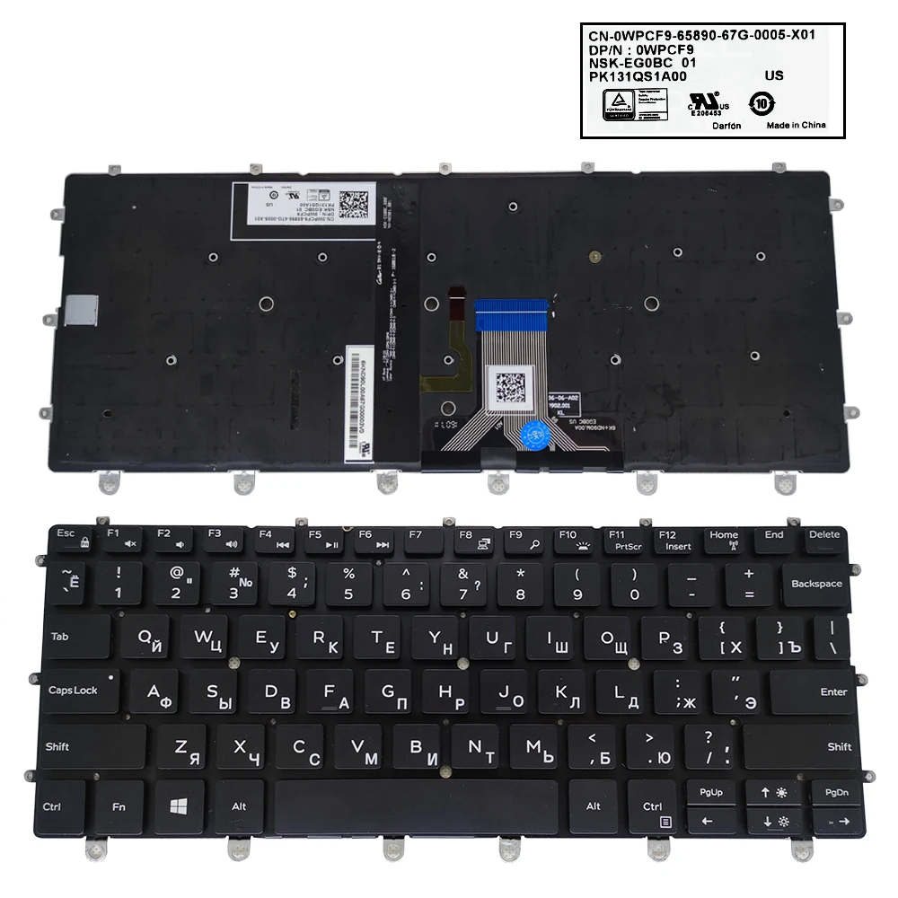 Imagem -06 - Teclado Russo Retroiluminado Wpcf9 ru para Computador Laptop Dell Xps 13 9365 em 0wpcf9 Embutido