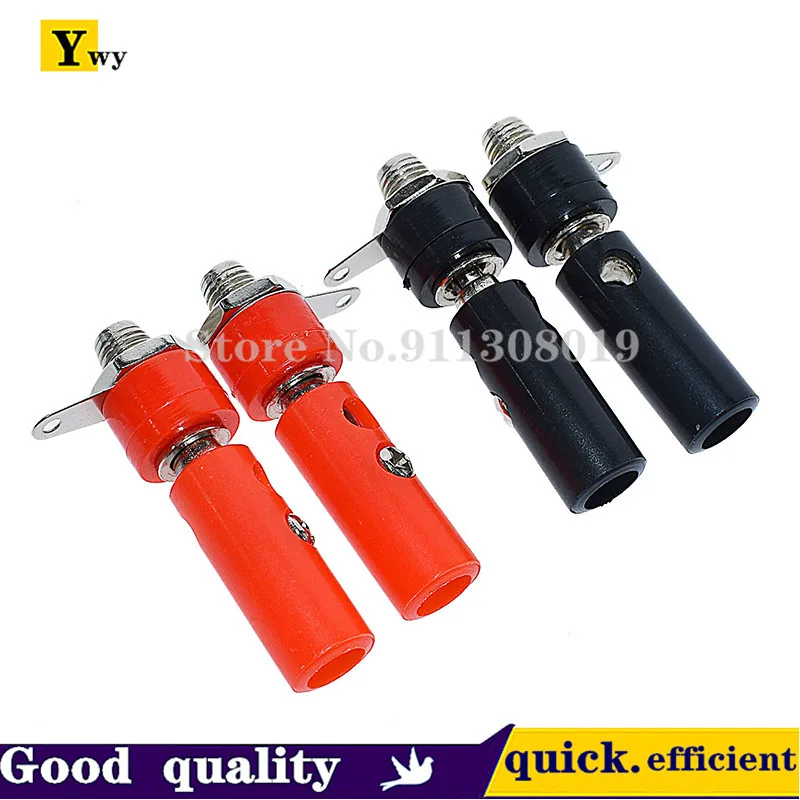 10Pcs/lot Red and Black 4mm Solderless Side Stackable Banana Plug and socket