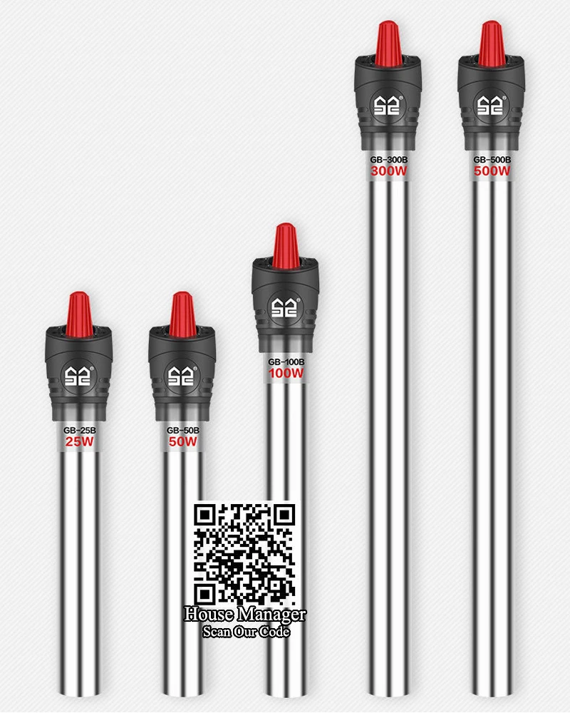 

Аквариумный нагревательный стержень из нержавеющей стали с регулировкой температуры, погружной нагреватель для аквариума 25 ~ 500 Вт