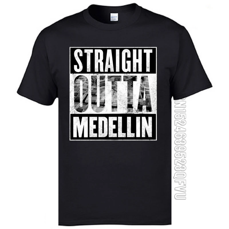 Short Sleeve Tops Shirts Letter Print 100% Cotton Mens T-shirts Straight Outta Medellin Compton Leisure Tee Shirt Prevalent