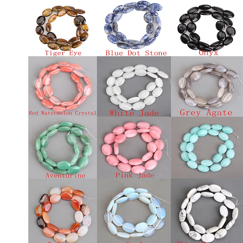 Natural Oval Shape Stone Loose Beads 13X18MM DIY Handmade Spacer Beads Bracelets Necklace For Women Jewellery Making Accessories