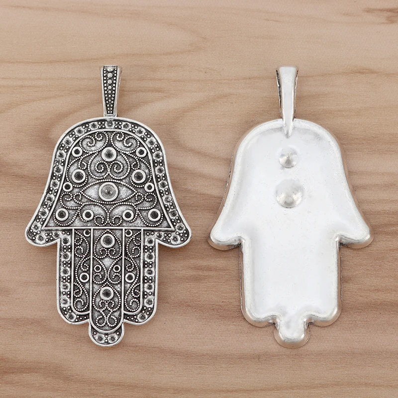 5 Pieces Large Hamsa Hand Charms Pendants for Jewellery Making Findings 70x40mm