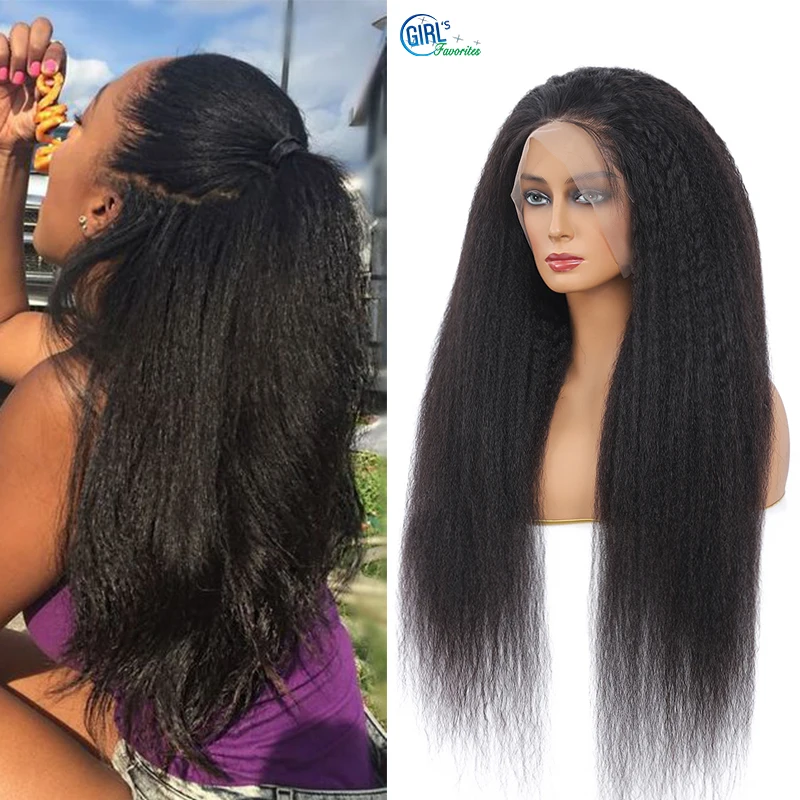 10A Grade Brazilian Human Hair Wigs 250 Density 13X4 Kinky Straight Lace Front Human Hair Wig HD Transparant Lace Frontal Wig