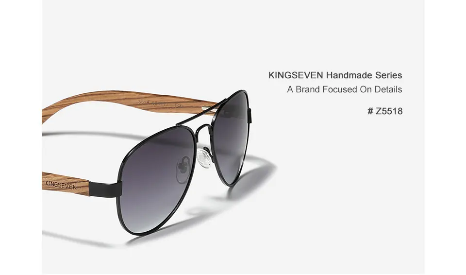 KINGSEVEN Hohe Qualität Holz Legierung Rahmen Sonnenbrille Für Männer Frauen UV400 Gläser HD Polarisierte Linse Brillen Fahren Angeln gafas – Detail 2