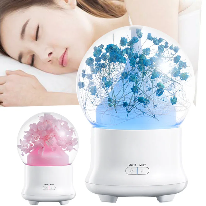 

Flower Ball Shape Aroma Diffuser 100ML Colorful Night Light Mini USB Humidifier Continous and Indirect Mist Spray Humidification