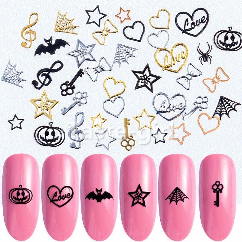 

400PCS Black Gold Silver metal nail art decoration slice sequnismanicure nails decals foil