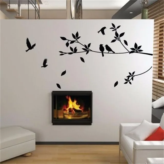 Créativité arbre oiseau vinyle autocollant mural pour la maison décoration murale autocollants peintures murales salon décoration animaux