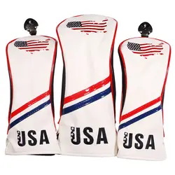 3 stück Universal Golf Club Kopf Covers Schutz 460cc Fahrer Holz Headcovers Set & Keine. Tags - USA Flagge Design