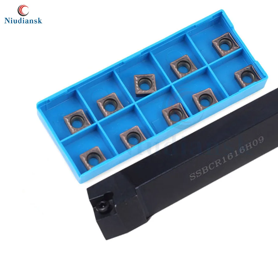 

10pcs Carbide Inserts SCMT09T3 +SSBCR2020K09 SSBCR2525M09 External Turning Tool Holder SSBCR1212H09 SSBCR1616H09 CNC Lathe Tools