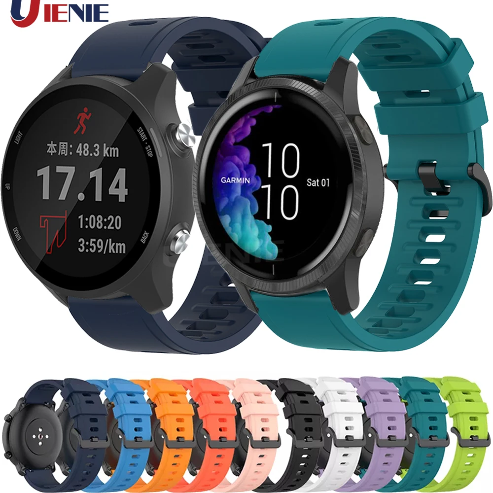 20mm Silicone Watch Band Bracelet for Garmin Forerunner 245 M/645/Vivoactive 3/Venu SQ Strap Sport Replacement Watchband correa