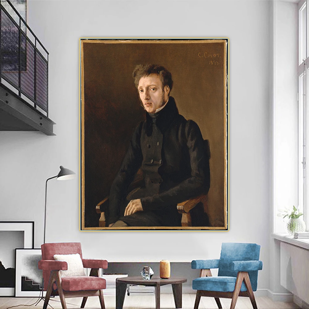 Citon Jean Baptiste Camille Corot《Toussaint Lemaistre》Canvas Art Oil painting Artwork Poster Picture Wall Decor Home Decoration