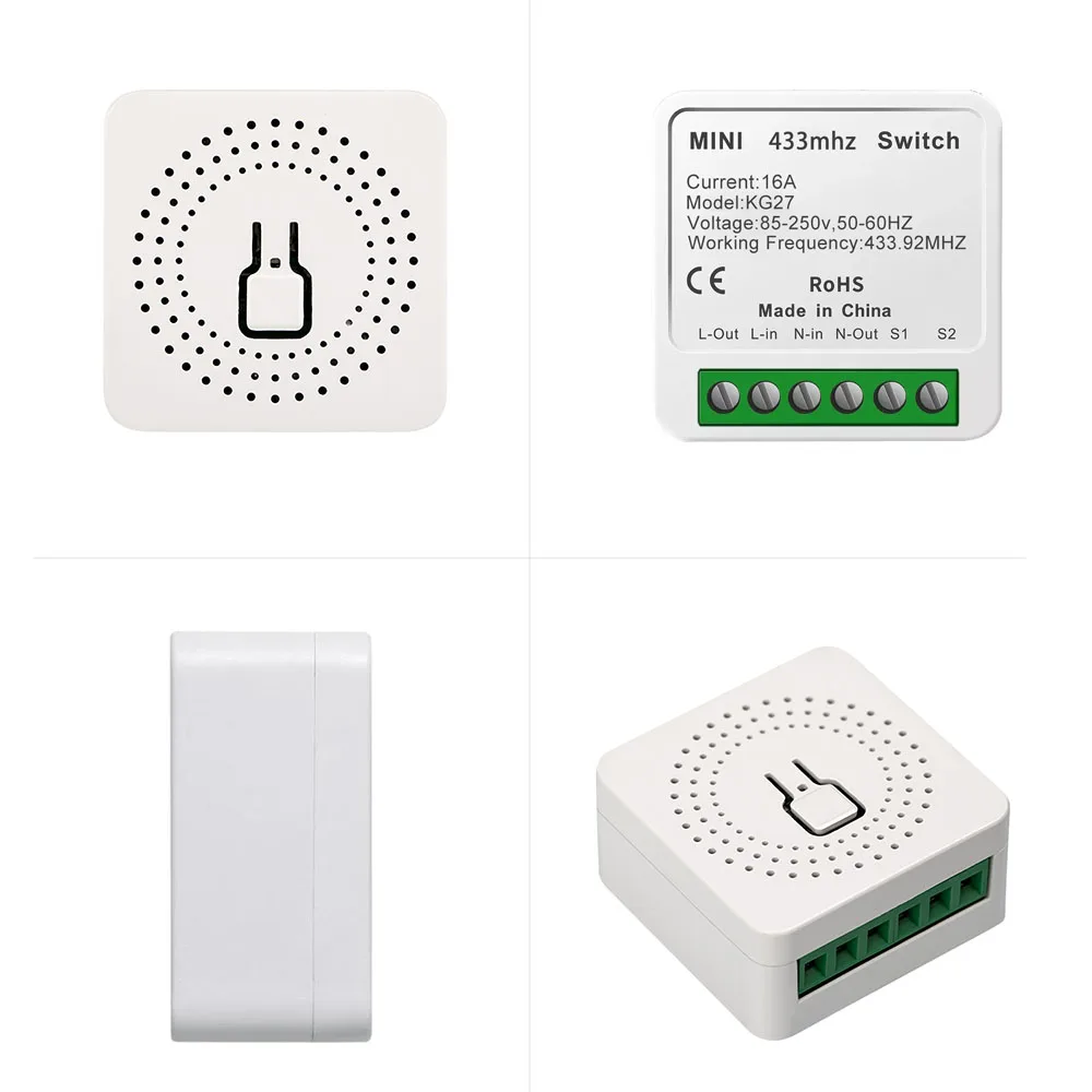 16A Mini Smart Wireless Switch Light Rf 433MHz 2 Way Relay Module Timer Home Electric Breaker Remote Control For Socket Led Lamp