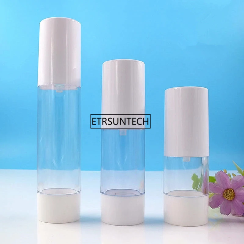 100pcs Empty Plastic Cosmetic Bottle 15ml/30ml/50ml Travel Liquid Bottles white Airless Pump Vacuum Toiletries Container F3678