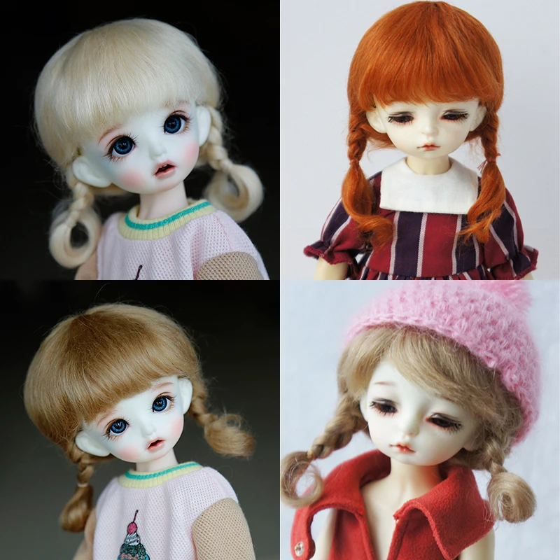 

New 1/8 Doll wig BJD/SD doll Accessories ob11 mohair double ponytail cute doll Hair for 14-15cm diameter lovely doll fashion Wig