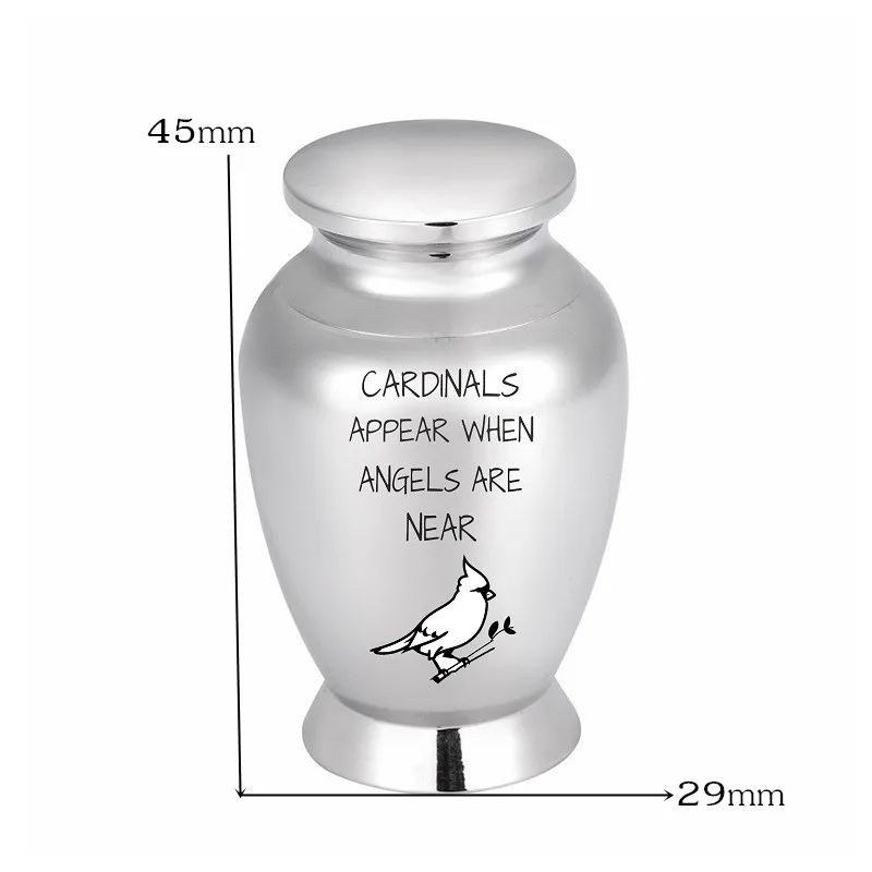 IJU170 Cardinals Appear When Angels are Near Cremation Keepsake Urns for Pet Human Ashes,2.8/1.7inches Stainless Steel Mini Urn