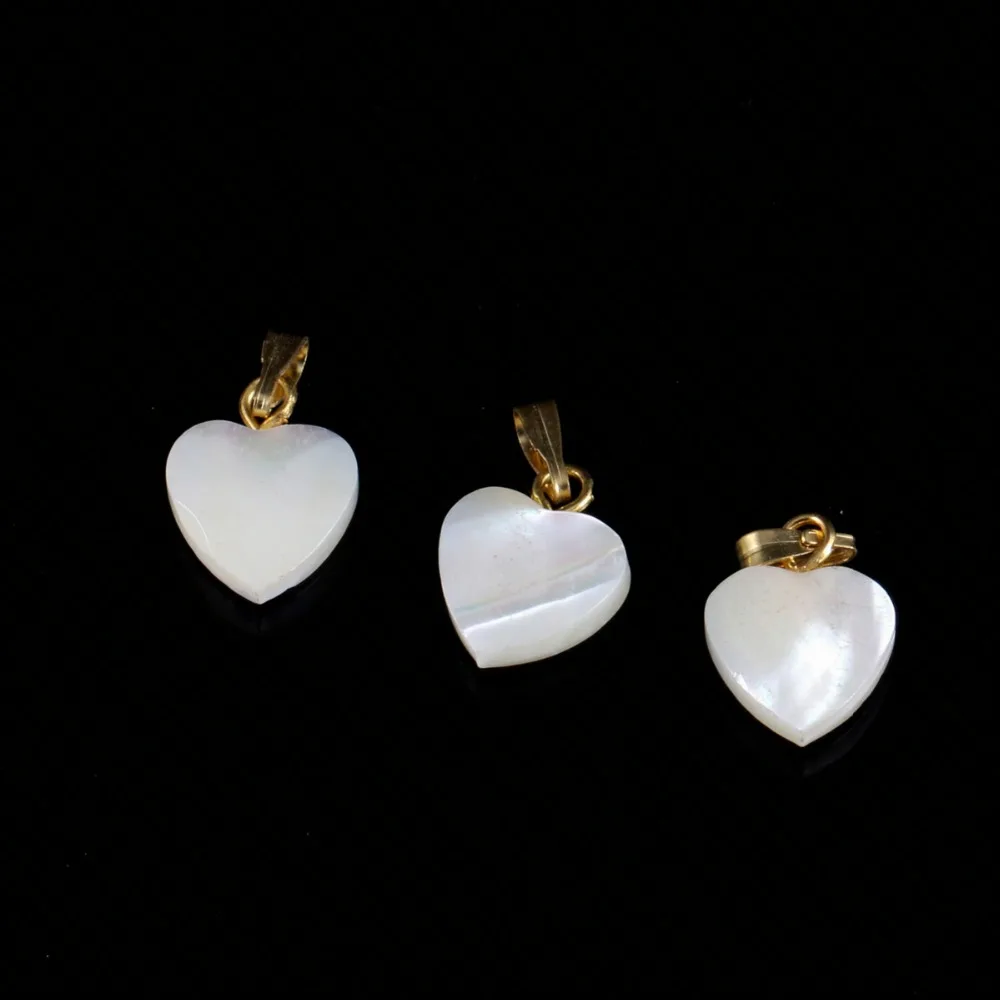 Fashion 1Pcs Natural Mother of Pearl White Shell Pendants Heart Shape Pendant Charms For Jewelry Making Necklace Accessories