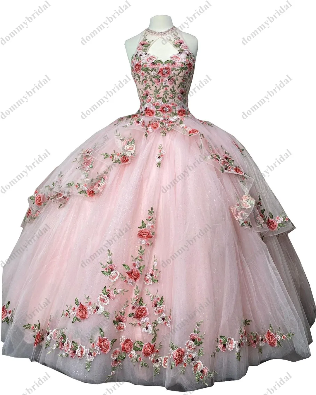 Único pescoço puro designer keyhole estilo bola vestido rosa quinceanera vestidos de festa à noite mexicano longo tule doce 15 anos